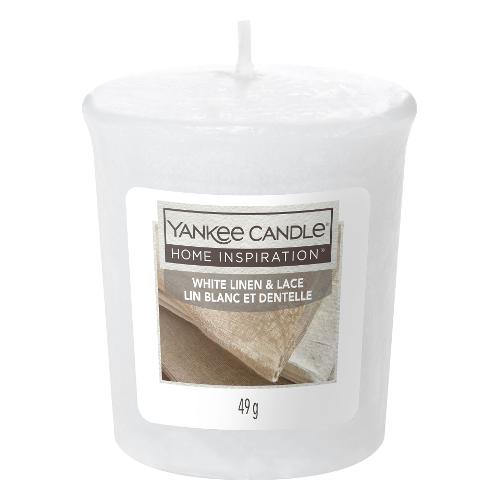 Yankee Candle Candela profumata White Linen Lace (4,6x4,8cm) Votiva 15 ore HOME INSPIRATION Bianco 1570555