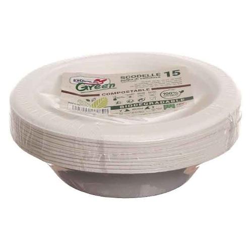 Dopla Scodelle monouso (450ml) GREEN Bianco 07746 15pz