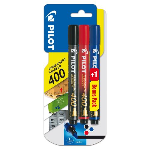 Pilot Set pennarelli indelebili 3 pz tratto Maxi - 4,0 mm MARKER 400 Colori assortiti 3800306