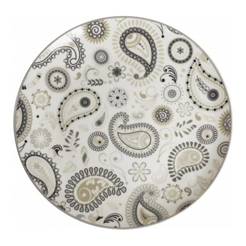Brandani Piatto piano Porcellana (26,5cm) Coupe SHANTI Bianco decorato 52800