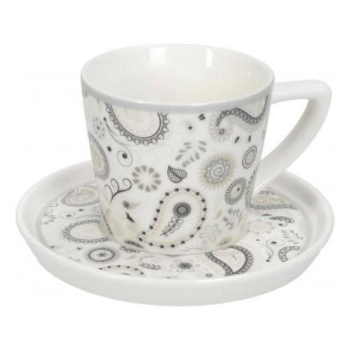 Brandani Tazzina caffè con piatto (100ml) SHANTI Bianco decorato 52828