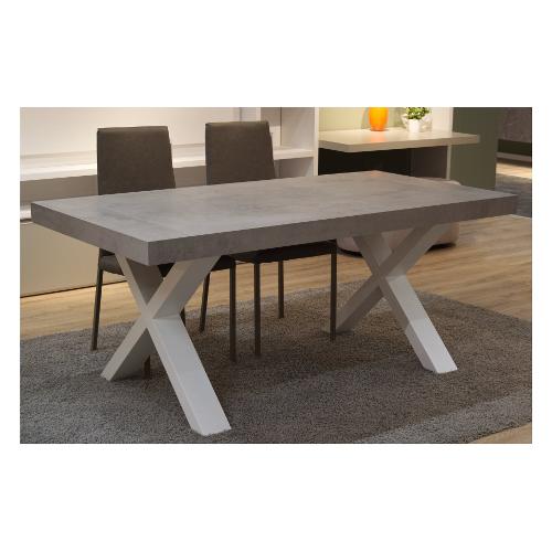 Industria Italiana Arredi CAPRI Tavolo Allungabile Cemento chiaro e Frassino bianco (180-280x90cm)