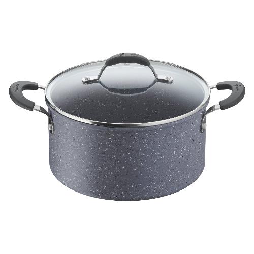 Lagostina Casseruola Alluminio antiaderente (24cm) fonda con coperchio TEMPRA MINERAL Grigio 012163031224