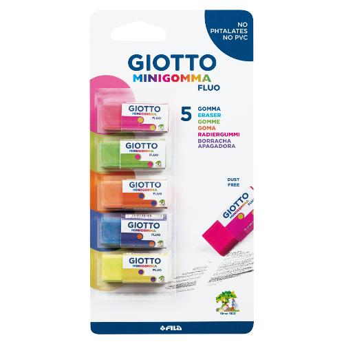 Gomma cancellare Mini Fluo 5 pz GIOTTO Colori assortiti F025200