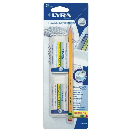 Lyra Gomme per matite grafite 2 pz No Sign con matita HB TEMAGRAPH L011000