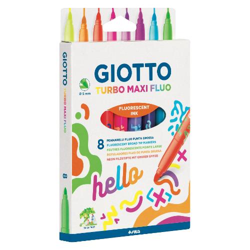 Fila Pennarelli disegno maxi sezione tonda 8 pz tratto Grande GIOTTO colori assortiti fluo F453800