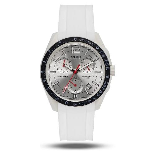 Zzero Orologio SUN & MOON 42mm White e Silver ZZ9001B