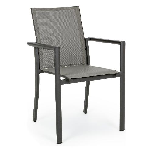 Bizzotto Sedia con braccioli alluminio, textilene KONNOR Antracite e Grigio 0662739