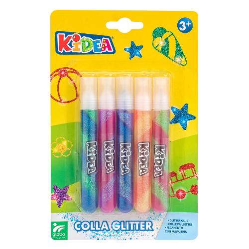 Colla glitter KIDEA Colori assortiti 5 tubetti 8 ml 40909