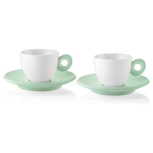 set 2 tazzine caffè verde con piattino ø 12 cm effetto diamond - OMADA -  Idee regalo