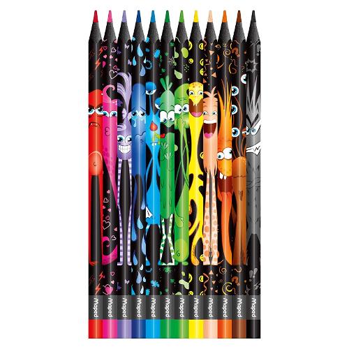 Maped Set matite colorate classiche sezione triangolare 12 pz MONSTER Colori assortiti 862612