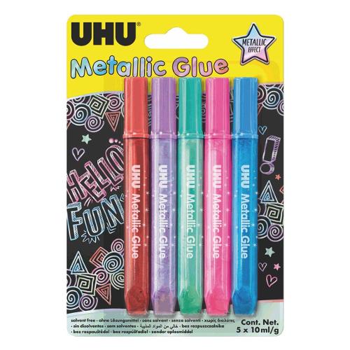 Uhu Bostik Colla glitter Metallic Glue Colori assortiti 5 x 10 ml/g D1658 47306