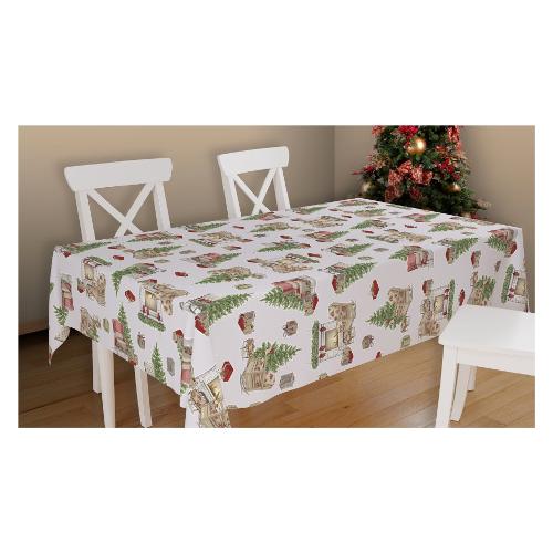 Vingi Tovaglia Natale ARMONY Caminetto Panna (360x140cm) P6092