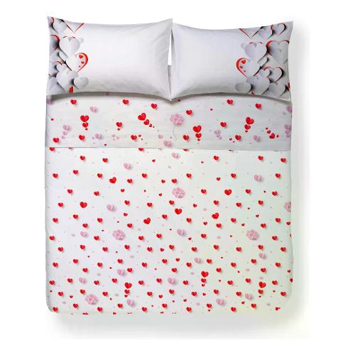 Happidea Completo letto due piazze cotone SWEET HEART 0176 06E