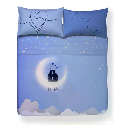 Happidea Completo letto due piazze cotone MOONLIGHT 0174 01E