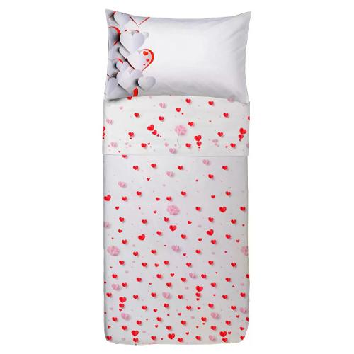 Happidea Completo letto una piazza cotone SWEET HEART 0176 06E