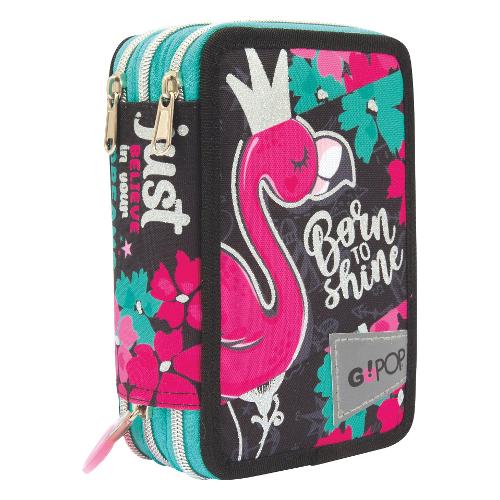 Giochi Preziosi Astuccio triplo completo 36 colori con penne e accessori Flamingo GOPOP Nero e Fucsia GG9Q5810