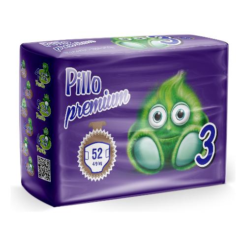 Pillo Pannolini Misura 3 Midi 4-9 kg 52 pz PREMIUM 00124