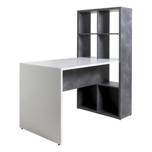 VELATA Libreria Scrivania Bianco e Grigio Tadao L 130 cm Mobile KIT