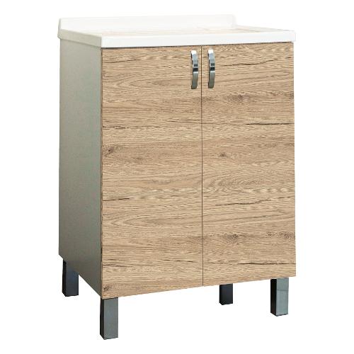 Savini LAVANDERIA Base bagno Bianco e Quercia naturale (60cm)