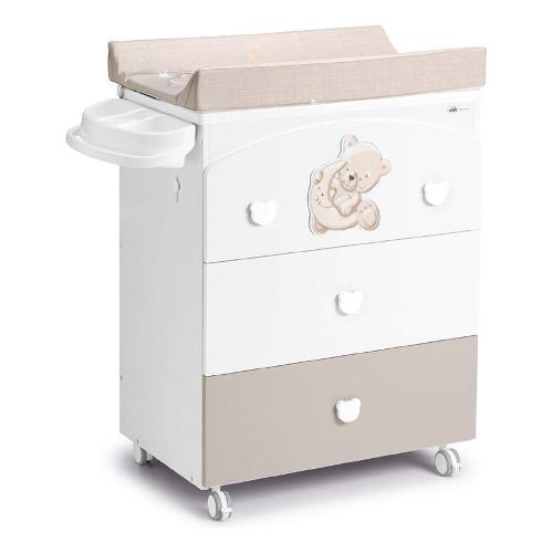 Cam Bagnetto fasciatoio 3 cassetti (76x89x48cm) ORSO LUNA Bianco e Tortora G222