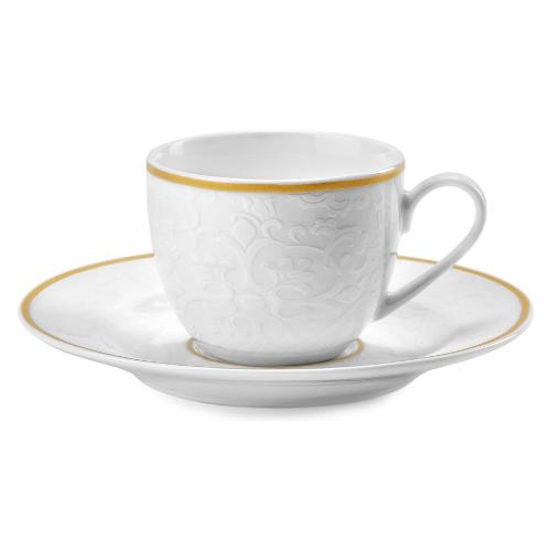 Set tazzine caffè 6pz MUSA Con piattini Bianco filo oro 90ml 57964