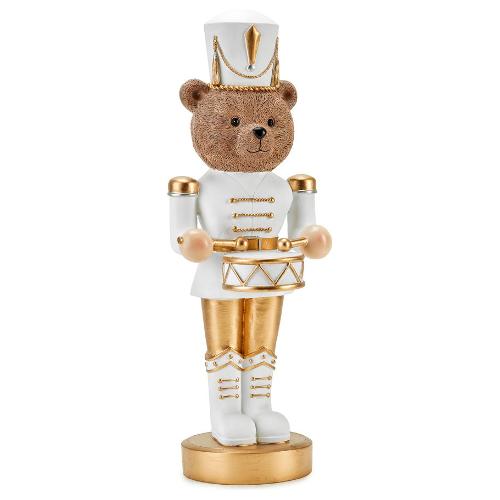 Fade Decoro XMAS CAROUSEL Orsetto Teddy in resina Bianco e Oro (40 cm) 57706