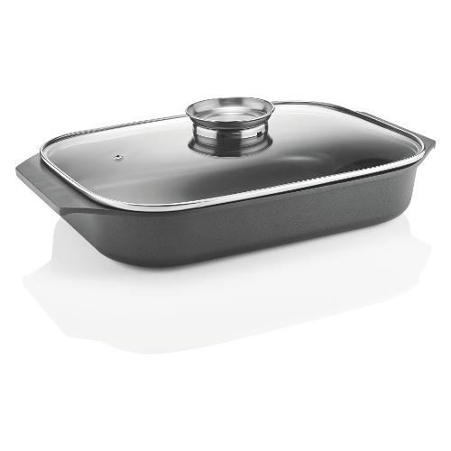 Guzzini Rostiera Antiaderente (41x26x11,3cm) bassa con coperchio vetro COOK & SPACE Nero 09680110