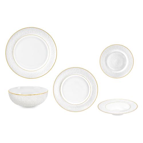 Fade Servizio piatti Porcellana 38 pz MUSA Bianco filo oro 58049