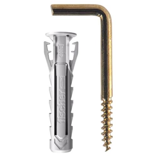 Fischer Set tasselli plastica, gancio appendiquadri (4 mm) Sx Plus 4x20 G K ottonato 567555