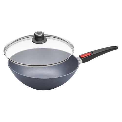 Woll Wok Antiaderente 1 manico con coperchio (30cm) DIAMOND LITE Grigio ghisa WLL11030DPIL