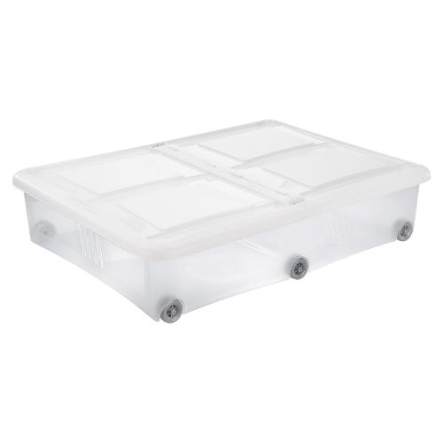 Contenitore salvaspazio STOCK BOX Con Ruote e Coperchio Bianco 61L  8031408A78