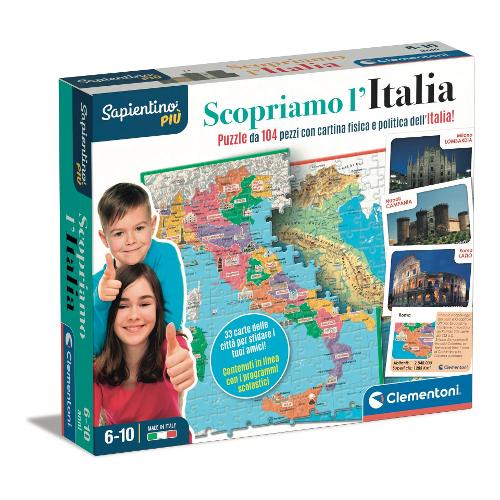 Clementoni Gioco educativo Scopriamo l'Italia Smart Puzzle SAPIENTINO 16594