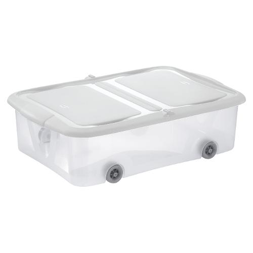 Contenitore salvaspazio STOCK BOX Sottoletto con Ruote Bianco 25L