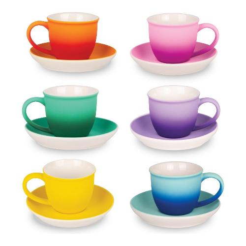 Set tazzine caffè 6pz MAGIC con piattino Colori assortiti Art.3