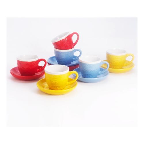 Set tazzine caffè 6pz MAGIC con piattino Colori assortiti Art.3