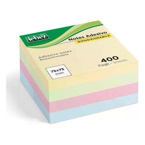 Lebez Notes adesivi riposizionabili Cubo 100 ff carta (7,5x7,5cm) MEMO STICK Colori assortiti pastel 21011