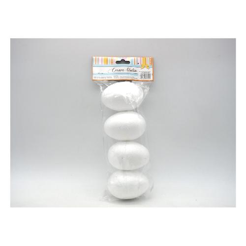 Decorazioni pasquali Set 4 uova polistirolo bianco h.8 cm 89322