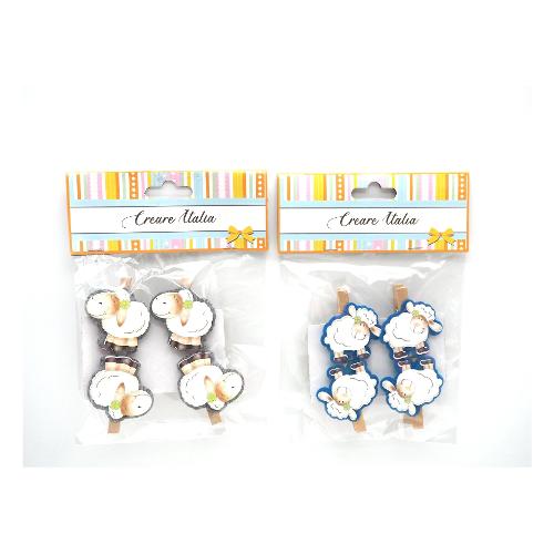 Creare Italia Decoro Set 4 mollette pecorella 4x4.5 cm Assortito 12327