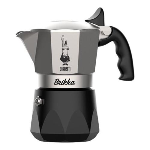 Bialetti Caffettiera Alluminio 2 Tazze BRIKKA Evolution Cromo satinato e Nero 0007327