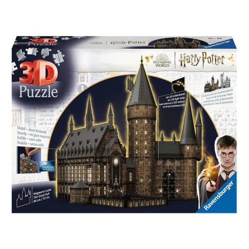 Ravensburger Puzzle 540 pz Castello di Hogwarts Harry Potter con strip led 10a+ (40,8x41,6x44cm) 3D 11550