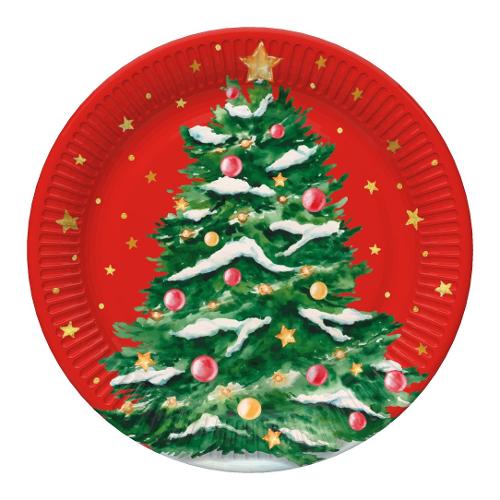 Gabbiano Set piatti piani monouso 8pz Winter Tree SMART Rosso e Verde 77099