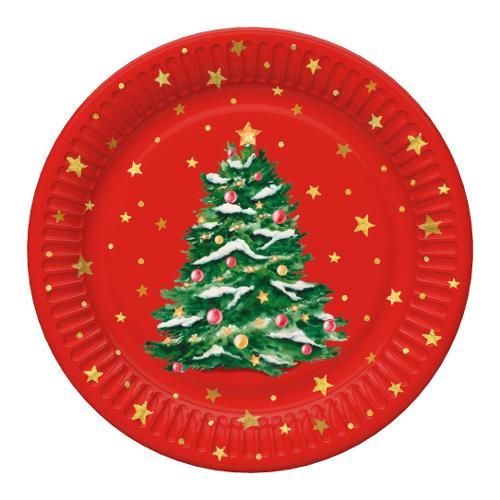 Gabbiano Set piatti frutta monouso (18 cm) Winter Tree SMART Rosso e Verde 77100 8pz