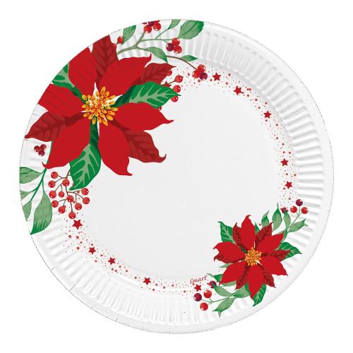 Gabbiano Set piatti piani monouso 8pz Merry Star SMART Bianco e Rosso 77507