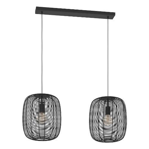 Eglo Sospensione RINROE Nero (90x32,5x110cm) 43966 2 luci - E27 - Max 80W