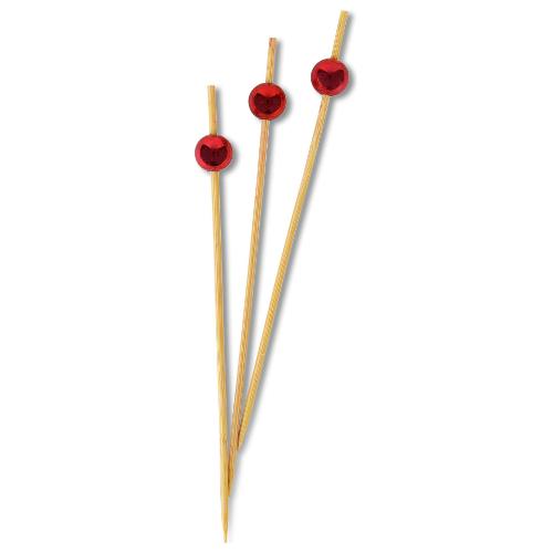 Gabbiano Pick Bamboo con Perlina 24 pz Rosso J0848