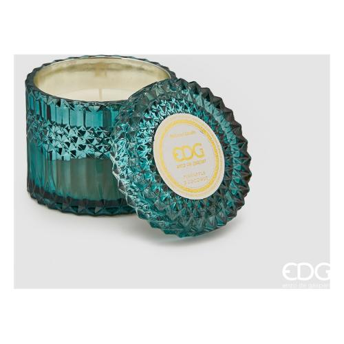 Edg Candela profumata Pineapple & Coconut (10x10cm) vetro con tappo CRYSTAL Blu 612442 94