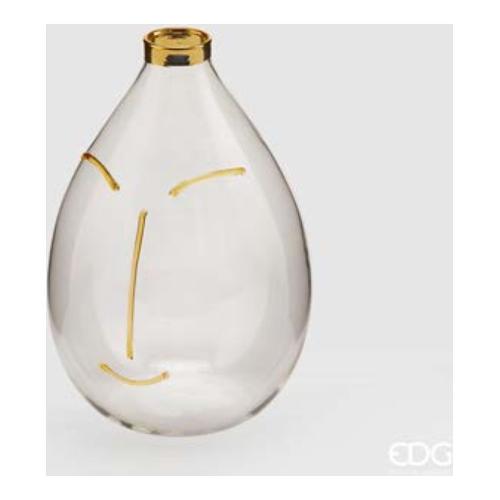 Edg Vaso Vetro (11x17cm) Faccia Goccia VISAGE Trasparente e Giallo 104596 20