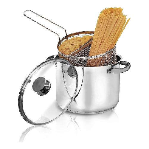 Cuoci pasta D. 22cm LA DIVINA RE INOX cestello doppio Acciaio lucido  AP00078