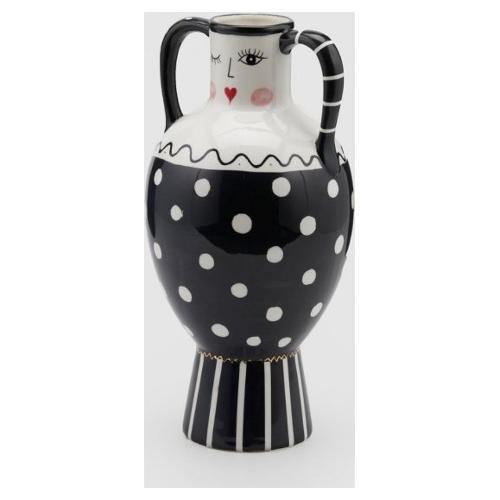 Edg Vaso Ceramica (16x32cm) Pois VISAGE Bianco e Nero 019327 92